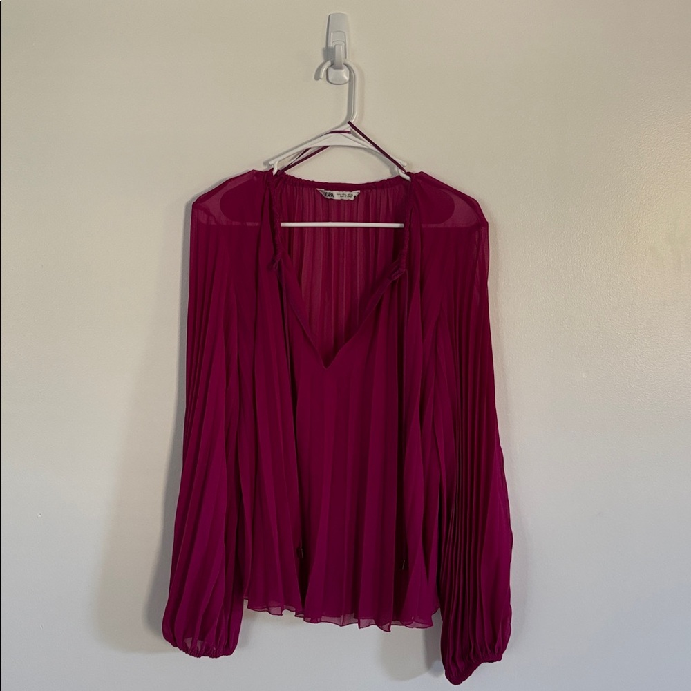 Zara Fuchsia Pleated Top